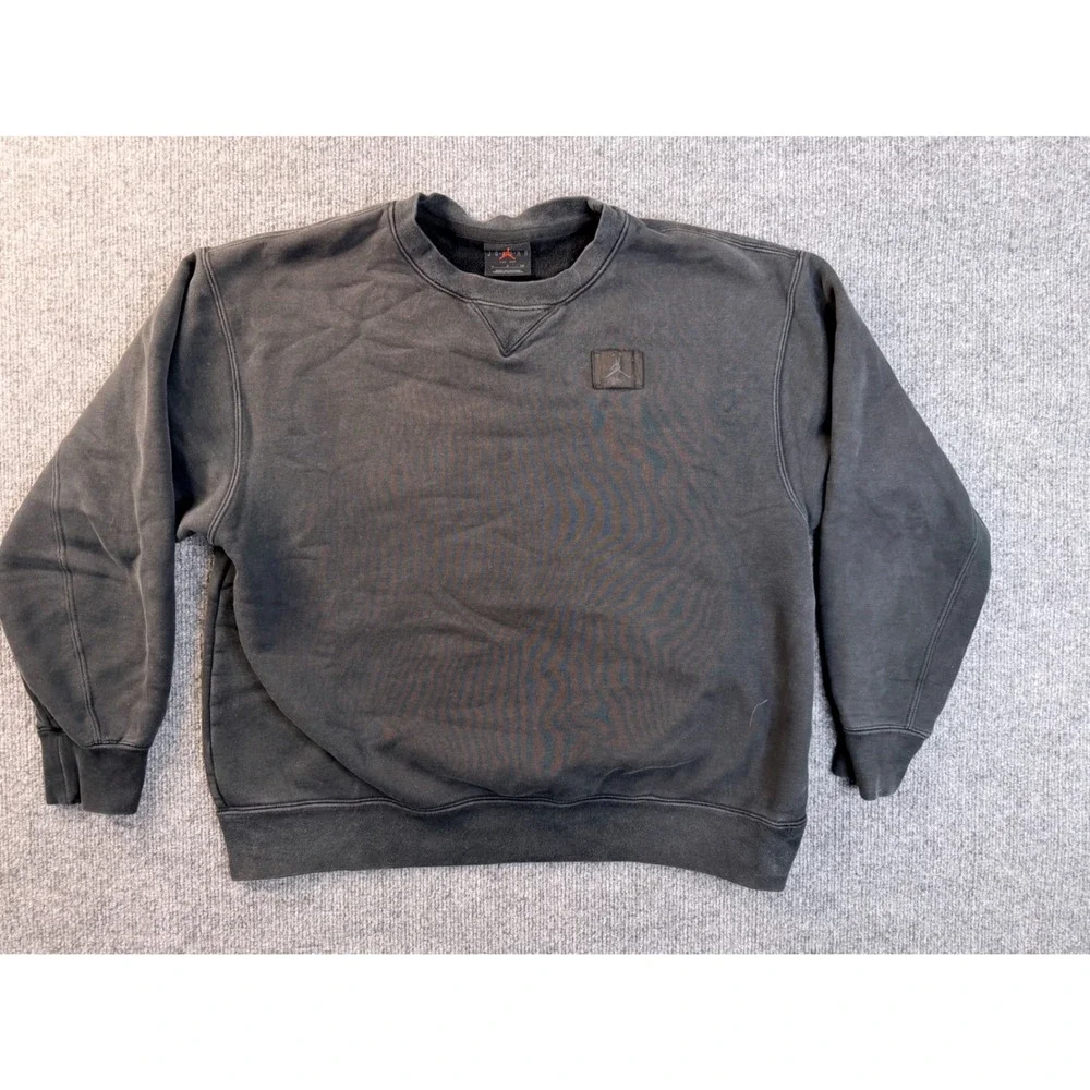 Jordan Flight Crewneck Sweatshirt Mens Small Black Faded Fleece Pullover Jacket